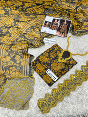 Eid ul Azha 2026 Printed Lawn 3-Piece Unstitched Suit – Design 01 | Chiffon Embroidered Dupatta