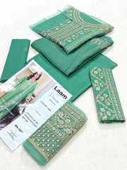 Olive Green Embroidered Lawn 3-Piece