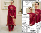 Heavy Embroidered Lawn 3-Piece Unstitched Suit – Design 01 | Embroidered Shirt, Sleeves & Chiffon Dupatta