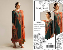 Heavy Embroidered Lawn 3-Piece Unstitched Suit – Design 04 | Embroidered Shirt, Sleeves & Chiffon Dupatta