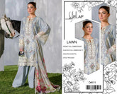 Heavy Embroidered Lawn 3-Piece Unstitched Suit – Design 05 | Embroidered Shirt, Sleeves & Chiffon Dupatta