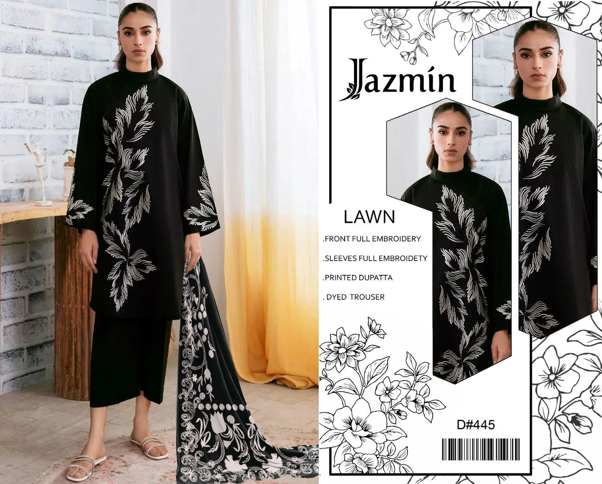 Eid ul Azha 2026 Heavy Embroidered Lawn 3-Piece Suit – Design 07 | 48" Shirt, Embroidered Sleeves & Trouser