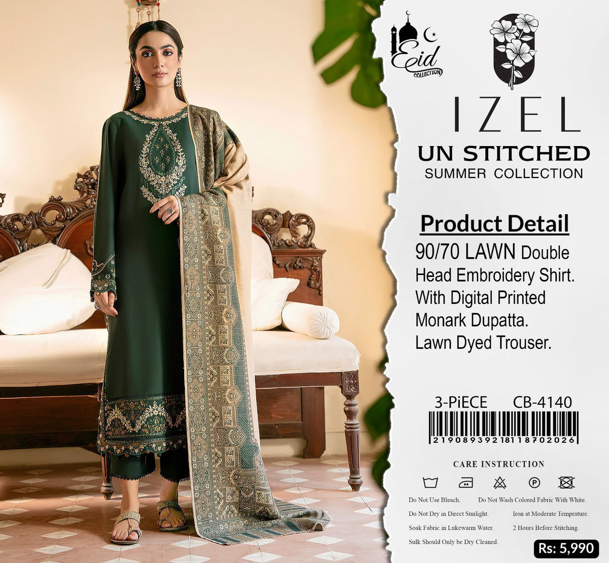 IZEL 4140 Summer Collection Lawn Suit | 2026 Hit Codes | Lightweight & Breathable