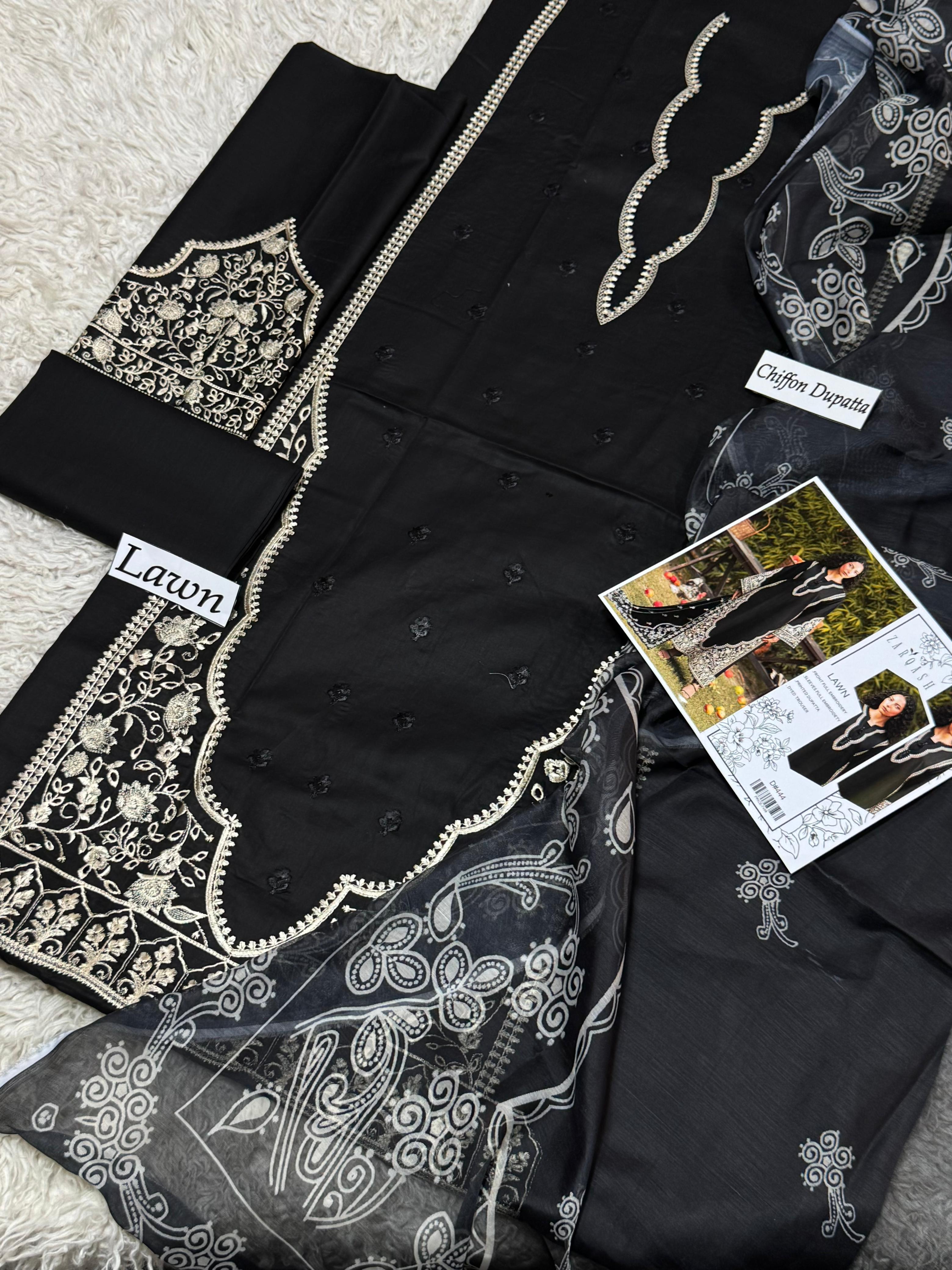 Eid ul Azha 2026 Heavy Embroidered Lawn 3-Piece Suit – Design 04 | 48" Shirt, Embroidered Sleeves & Trouser