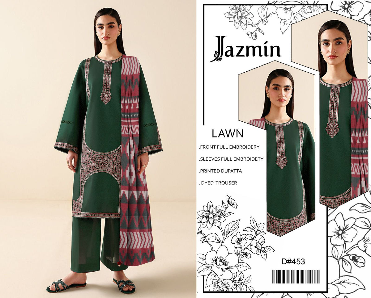 Eid ul Azha 2026 Lawn 3-Piece Heavy Embroidered Suit | 48" Shirt, Sleeves & Trouser