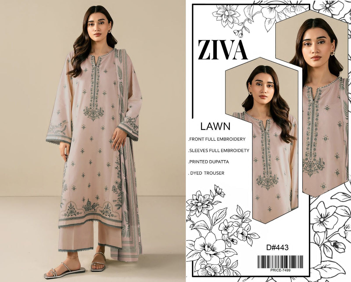 Eid ul Azha 2026 Heavy Embroidered Lawn 3-Piece Suit – Design 01 | 48" Shirt, Embroidered Sleeves & Trouser
