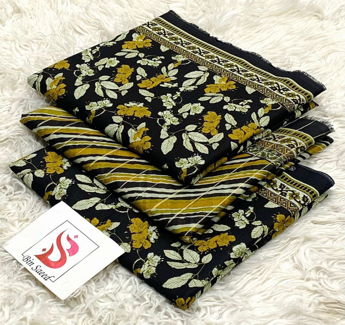 Bin Saeed Allover Printed Lawn 2-Piece Unstitched Suit – Design 02 | 100% Original | 5m Cutting