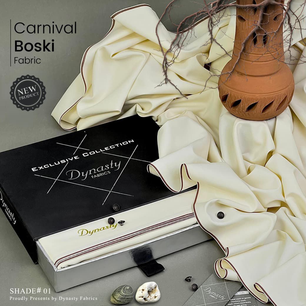 Carnival Boski x Dynasty Men's Unstitched Suit – Off White | Gift Box Packaging | Rs. 3150