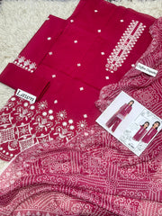 Eid ul Azha 2026 Heavy Embroidered Lawn 3-Piece Suit – Design 08 | 48" Shirt, Embroidered Sleeves & Trouser