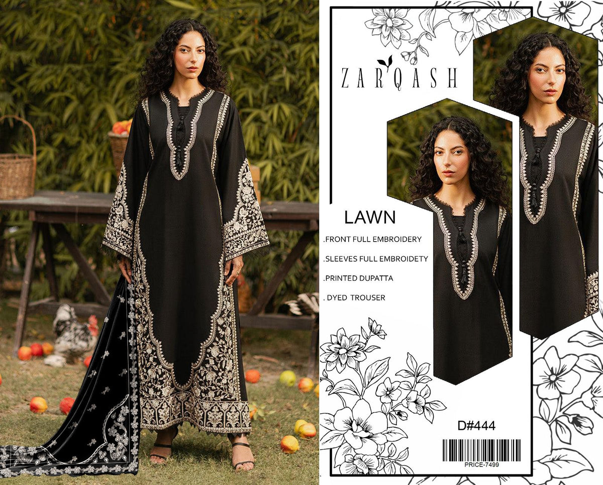 Eid ul Azha 2026 Heavy Embroidered Lawn 3-Piece Suit – Design 04 | 48" Shirt, Embroidered Sleeves & Trouser