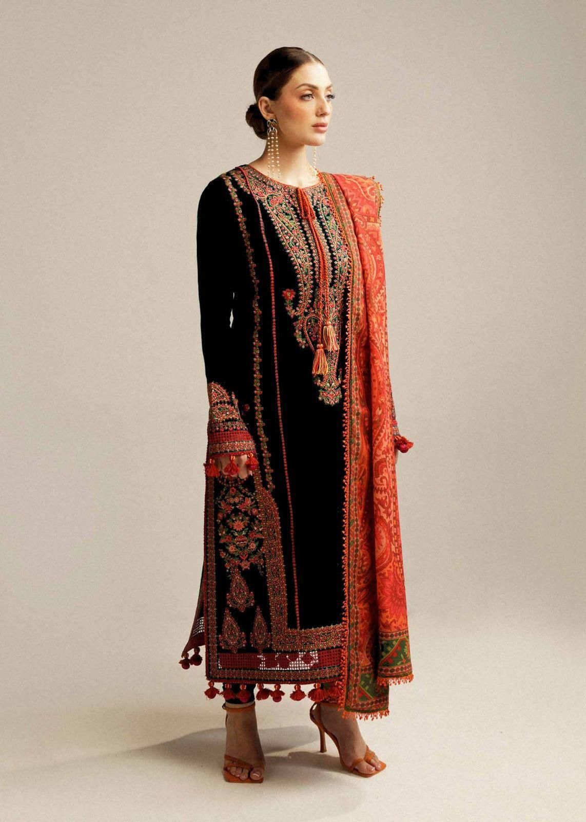 Heavy Embroidered Lawn 3-Piece Unstitched Suit – Design 03 | Embroidered Shirt, Sleeves & Chiffon Dupatta
