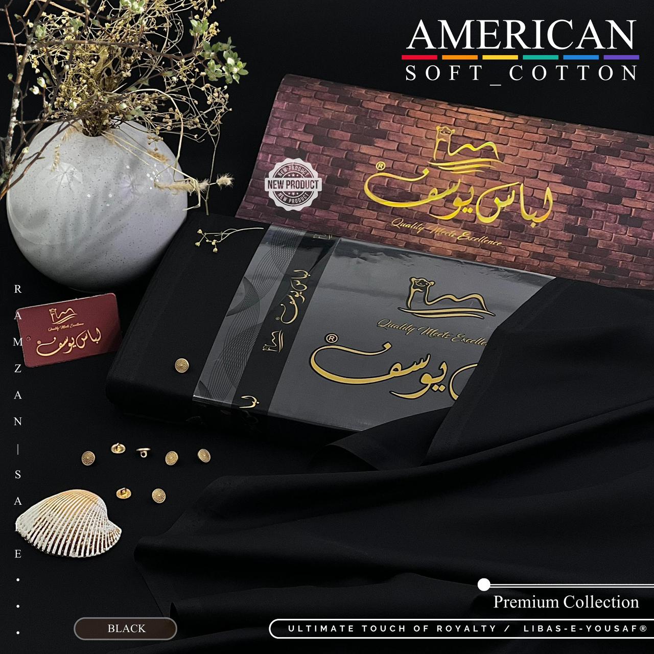 Libas-e-Yousaf American Soft Cotton Unstitched Suit | 2026 Wedding Collection | 4.5m