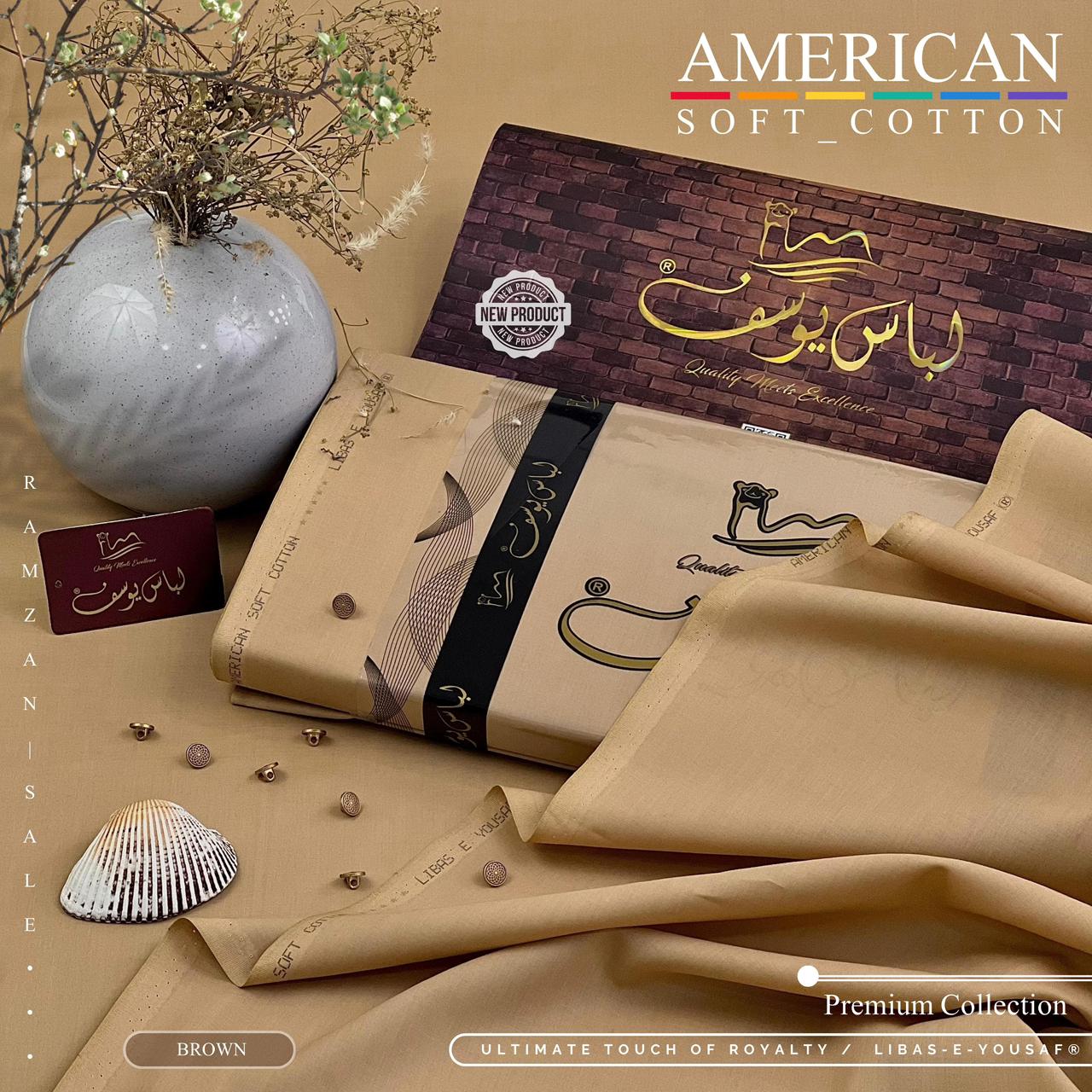 Libas-e-Yousaf American Soft Cotton Unstitched Suit | 2026 Wedding Collection | 4.5m
