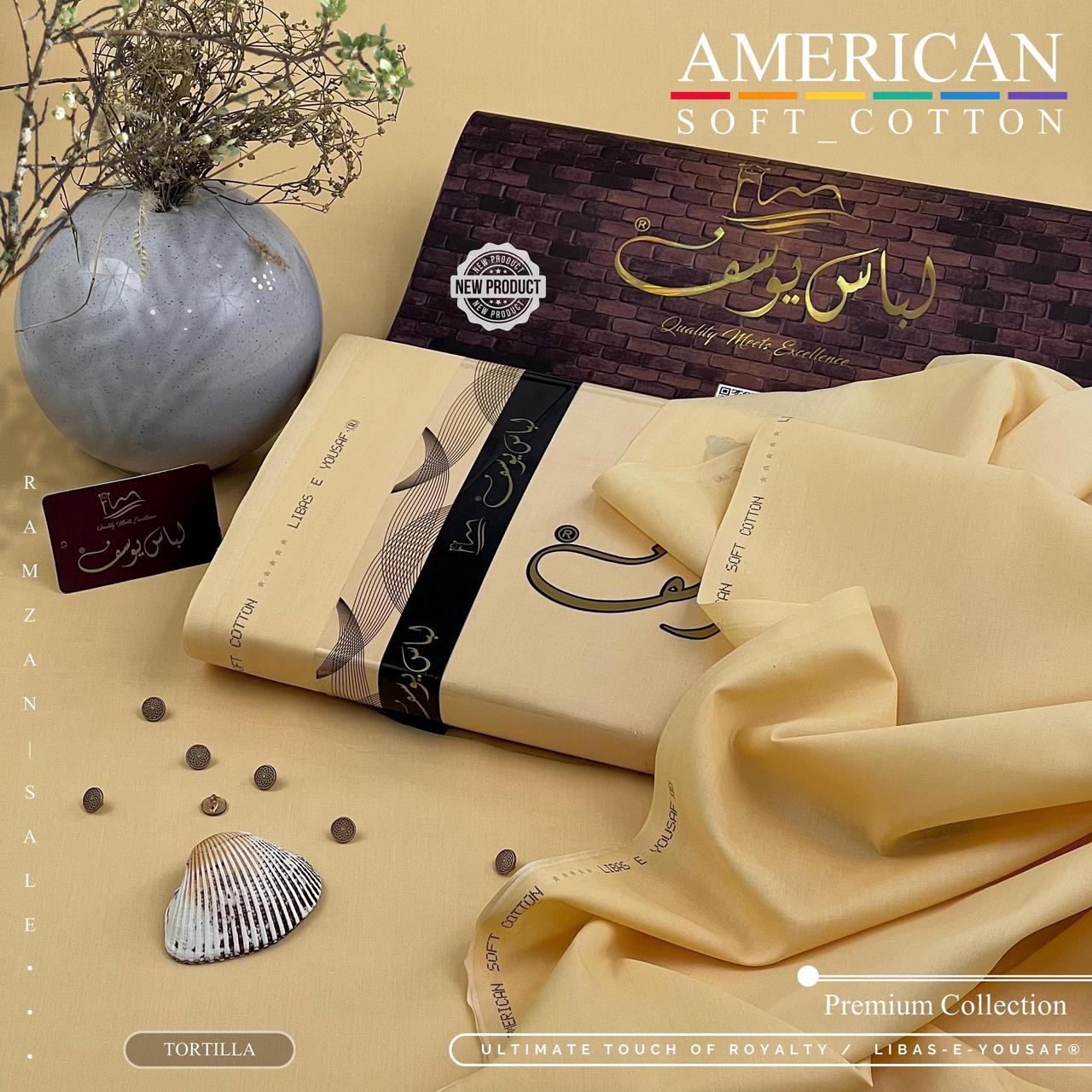 Libas-e-Yousaf American Soft Cotton Unstitched Suit | 2026 Wedding Collection | 4.5m