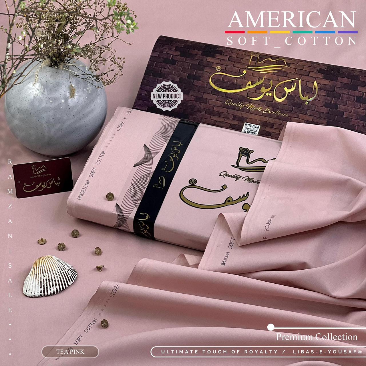 Libas-e-Yousaf American Soft Cotton Unstitched Suit | 2026 Wedding Collection | 4.5m