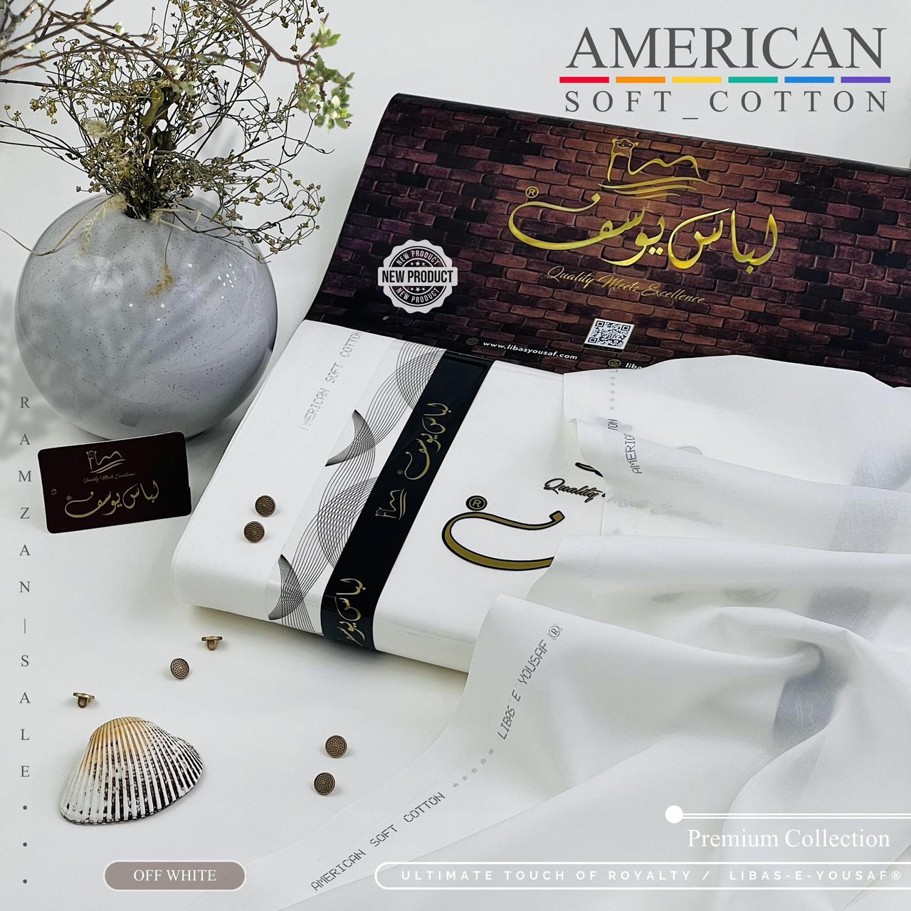 Libas-e-Yousaf American Soft Cotton Unstitched Suit | 2026 Wedding Collection | 4.5m