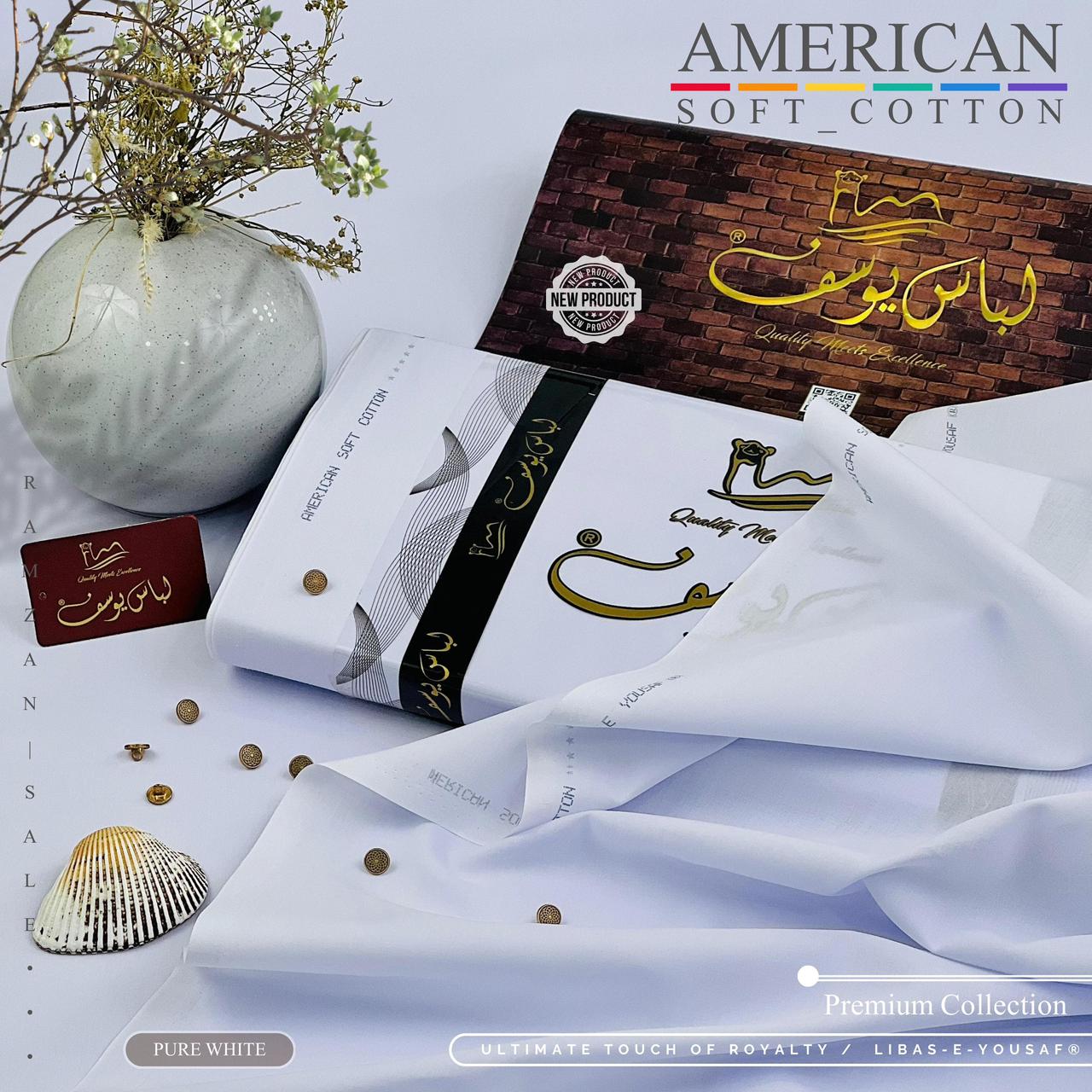 Libas-e-Yousaf American Soft Cotton Unstitched Suit | 2026 Wedding Collection | 4.5m
