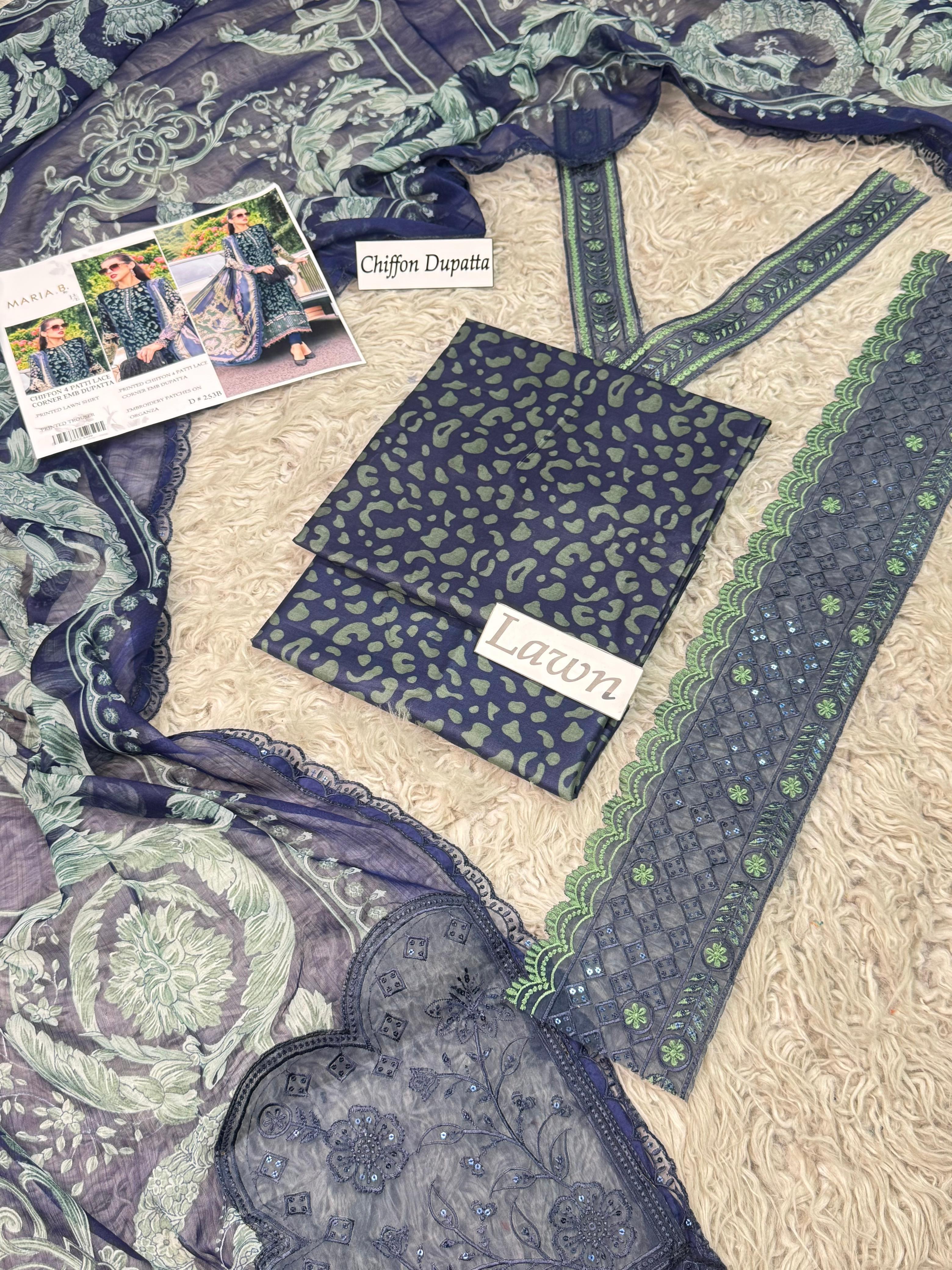 Eid ul Azha 2026 Printed Lawn 3-Piece Unstitched Suit – Design 05 | Chiffon Embroidered Dupatta
