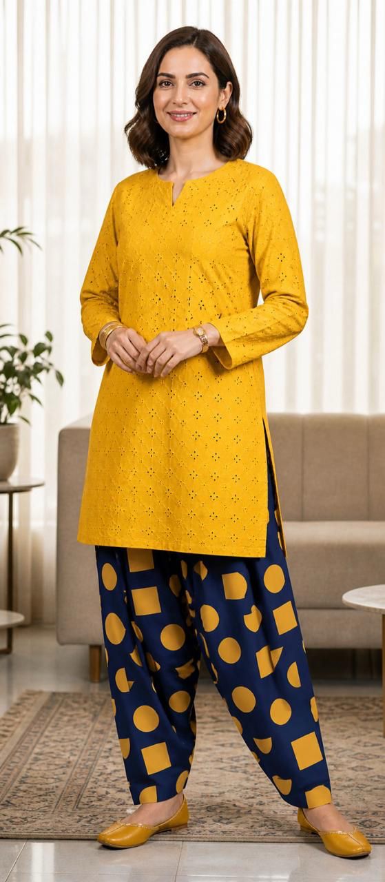 Chikankari Women's 2-Piece Unstitched Suit – Design 01 | 1.75yd Shirt & 2.50yd Trouser