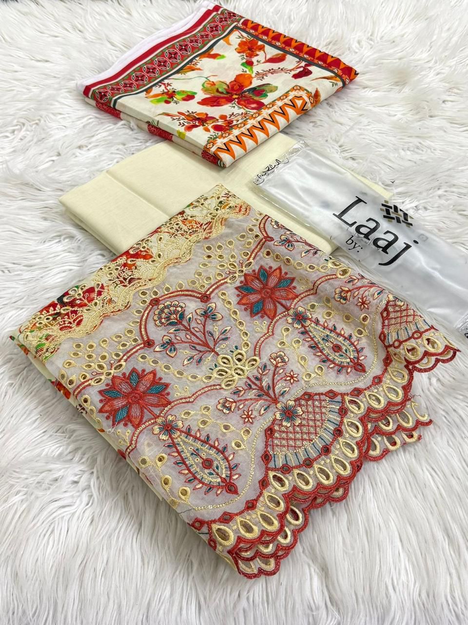 LAAJ Luxury Embroidery Laser Cut Boring Lawn Suit | Printed Dupatta | Premium Ladies Dress 2026
