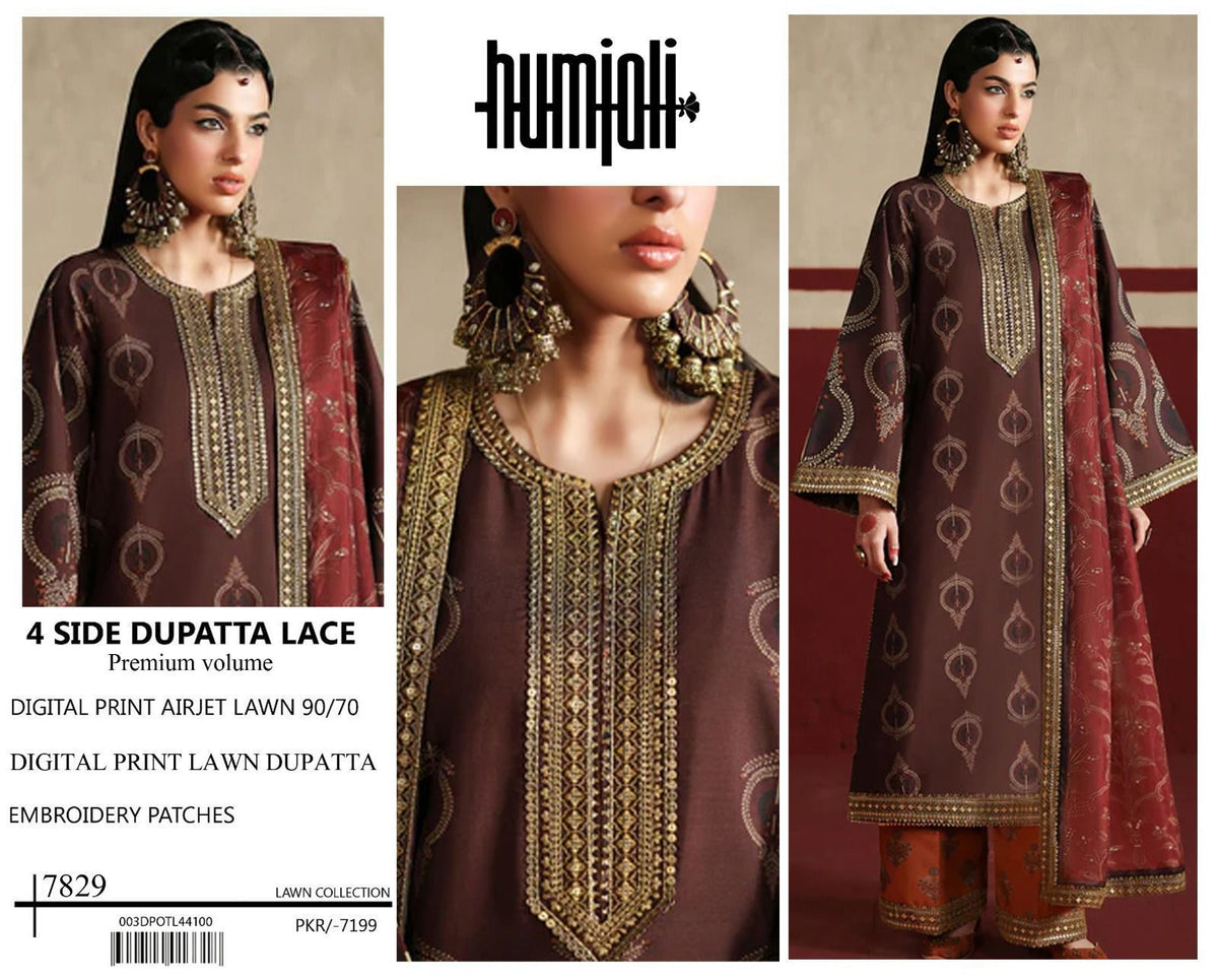 Humjoli Premium Airjet Lawn 3-Piece Suit | 4-Side Lace Dupatta | Digital Print | Summer 2026