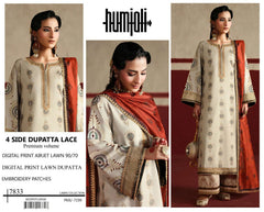 Humjoli Premium Airjet Lawn 3-Piece Suit | 4-Side Lace Dupatta | Digital Print | Summer 2026